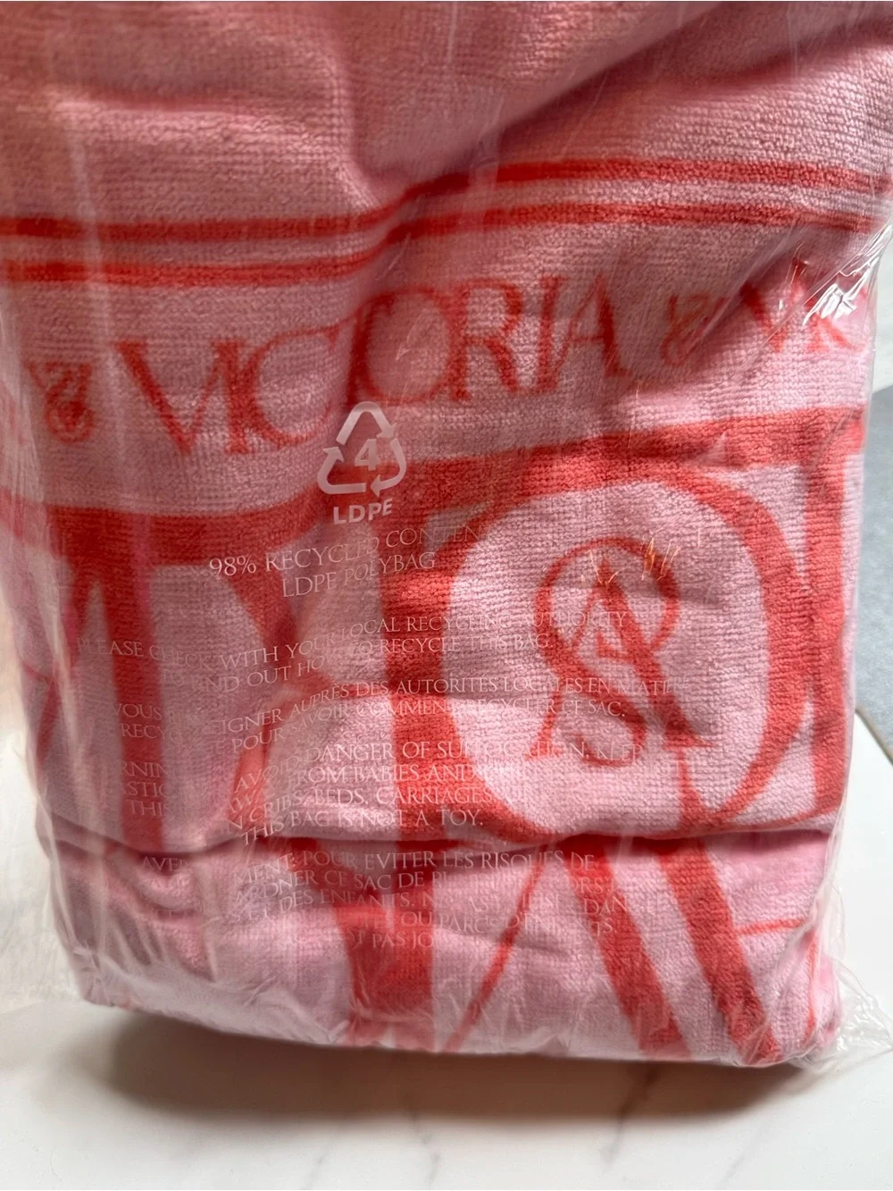 Victoria's Secret Red Logo Repeat Beach Towel